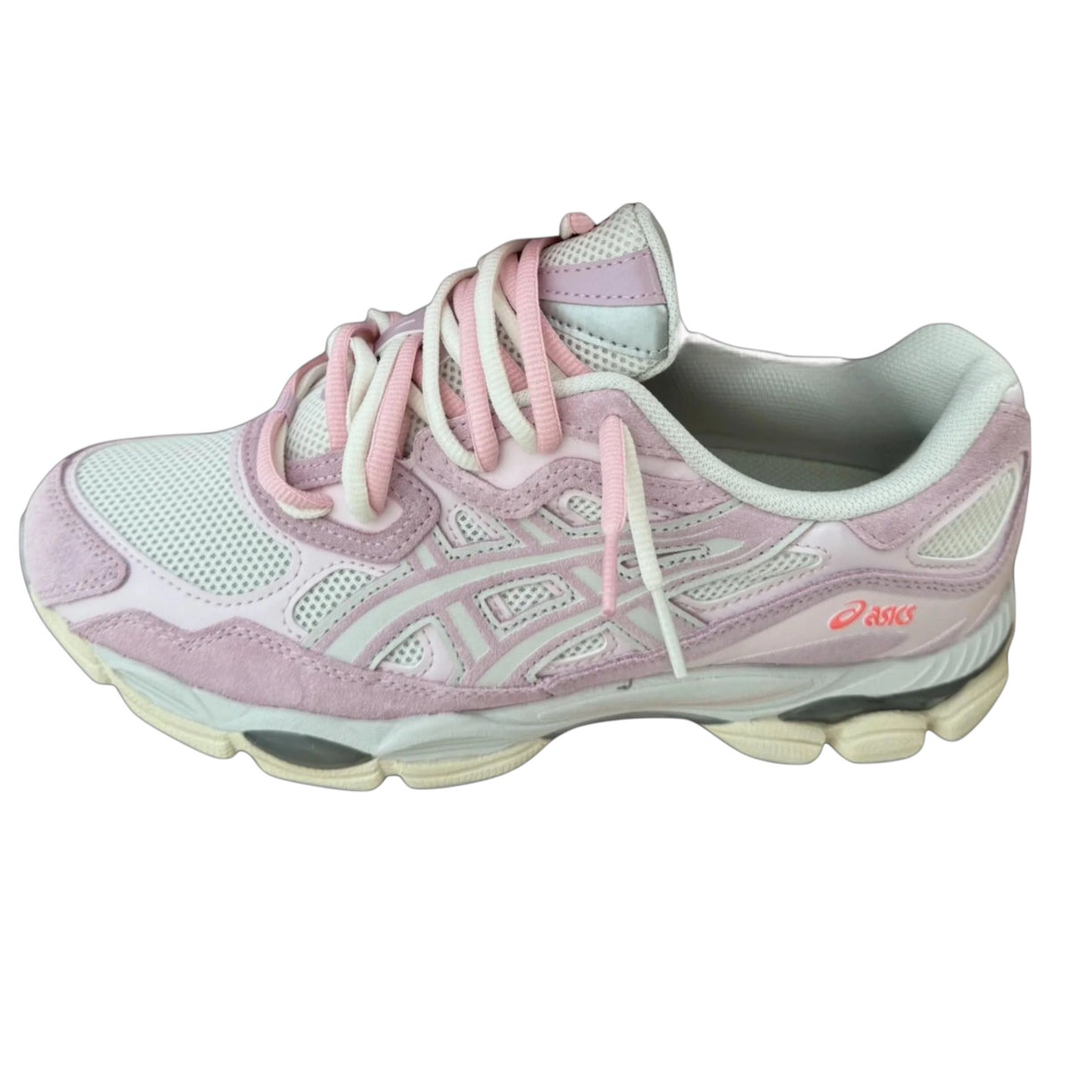 Double laced Asics Gel Nyc rose water