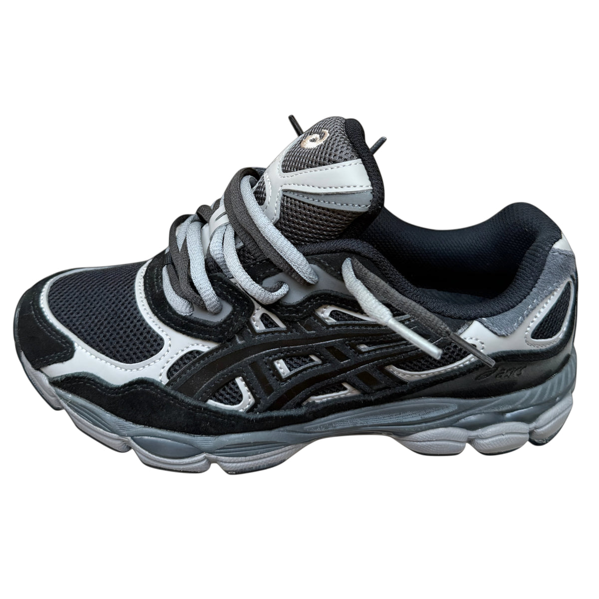 Double laced Asics gel nyc graphite grey black